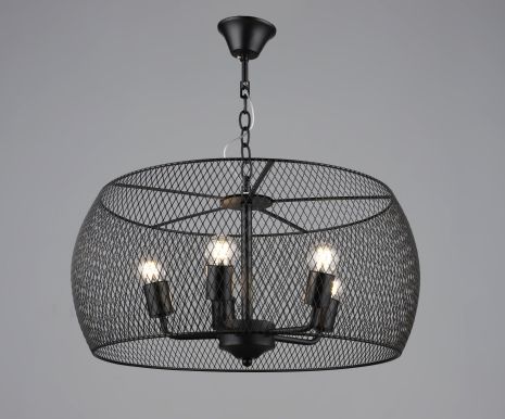 Металлическая подвесная люстра в стиле лофт, черная Sirius B S2460/5 BK Металлическая подвесная люстра в стиле лофт, черная Sirius B S2460/5 BK