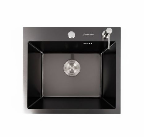 Кухонна мийка 50*45 PVD чорна VALESO Handmade (3,0/1,5) з антиплямовим покриттям