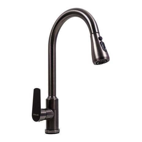 Змішувач кухонний Valeso TH38 PVD чорний з висувною лійкою