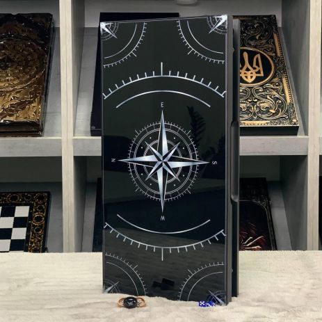 Нарды стеклянные с деревом Роза Ветров 50×25×6см