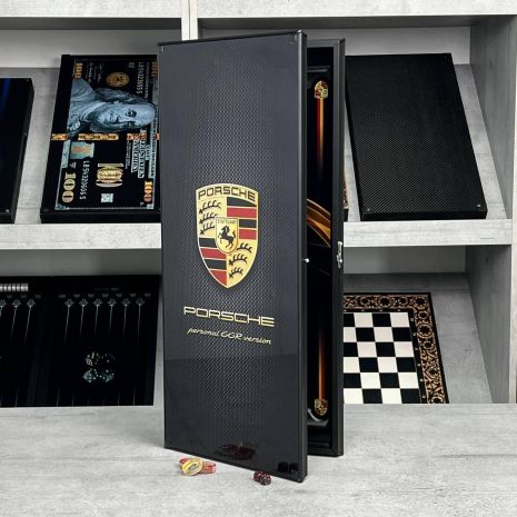 Нарди скляні 61х27см в металевому корпусі Porsche (Порше)