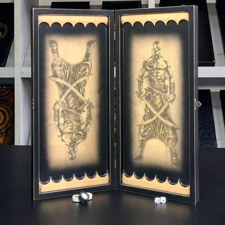 Патриотические нарды ручной работы Трезубец 50×23см