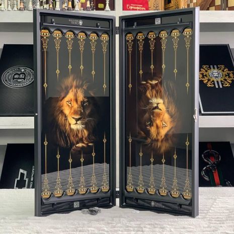 Нарды из стекла в металлическом каркасе Лев 61×27×5см