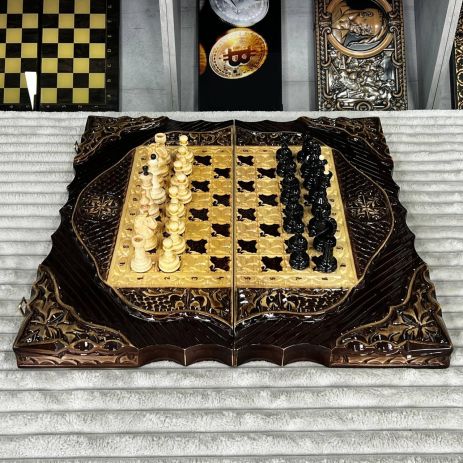Деревянные шахматы ручной работы (60×30×10см)