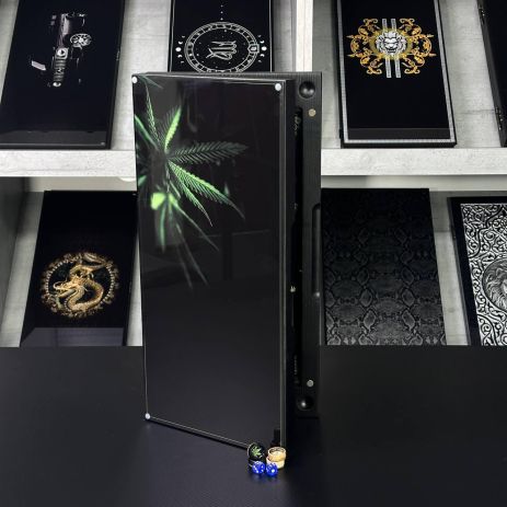 Нарды стеклянные с деревом Лист 50×24×6см