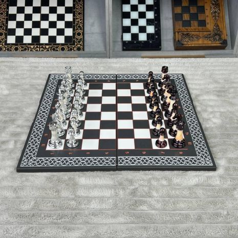 Шахматы из мраморного камня 47×24×2см