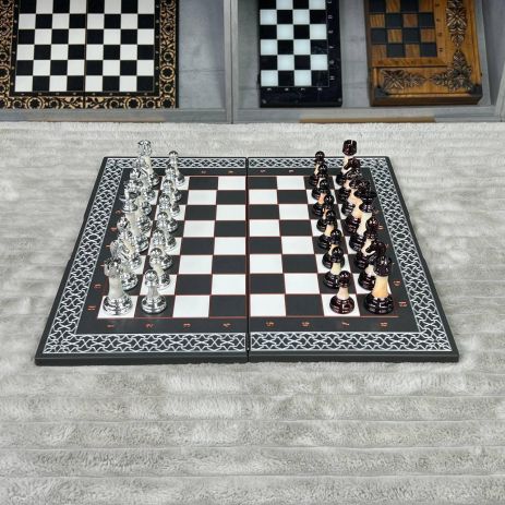 Шахматы из мраморного камня 47×24×2см