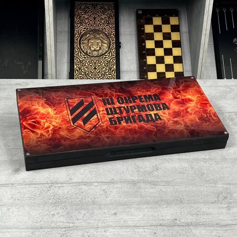 Патриотические нарды стеклянные "Третья Отдельная Штурмовая Бригада" 60х30см Патриотические нарды стеклянные "Третья Отдельная Штурмовая Бригада" 60х30см