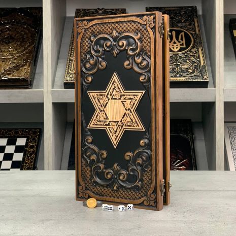 Нарди дерев'яні ручної роботи Зірки Давида 48×23см