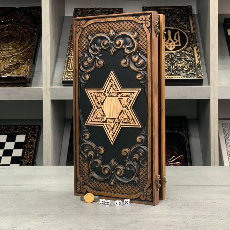 Нарди дерев'яні ручної роботи Зірки Давида 48×23см