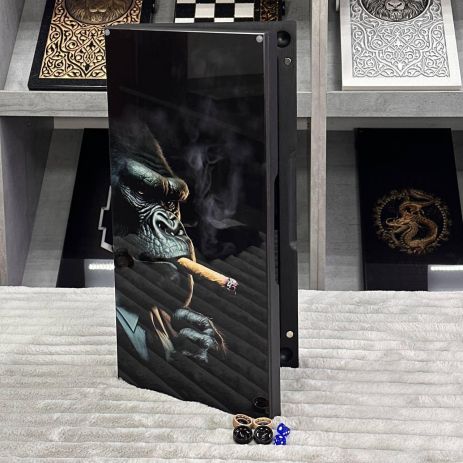 Нарды стеклянные в сочетании с деревом Горилла 50×24×6см