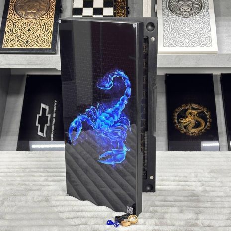 Нарди скляні у поєднанні з деревом Скорпіон 50×24×6см знак зодіаку