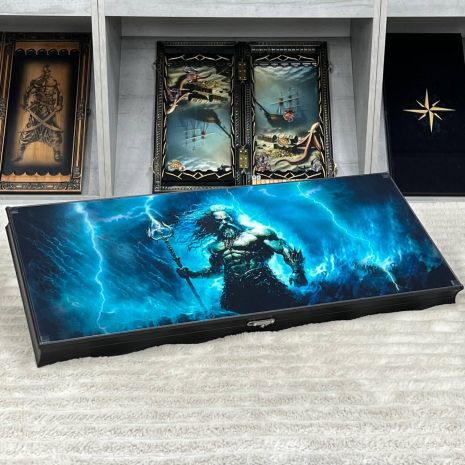 Нарди зі скла в алюмінієвому каркасі Нептун 61×27×5см