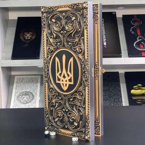 Нарды деревянные ручной работы Тризуб 60×28см патриотические