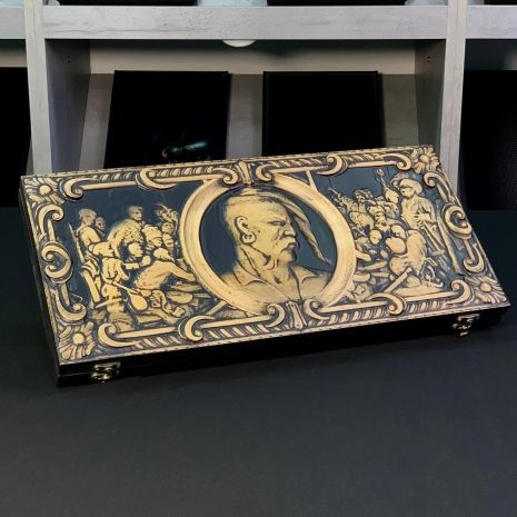 Дерев’яні нарди ручної роботи Козак 68х32см патріотичні