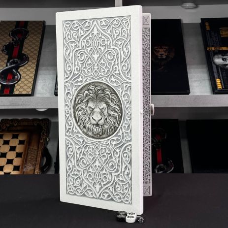 Нарди з каменю 58×28×5 см Срібний Лев