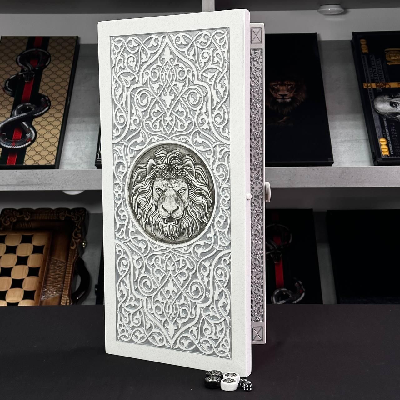 Нарды из камня 58×28×5 см Серебряный Лев Нарды из камня 58×28×5 см Серебряный Лев