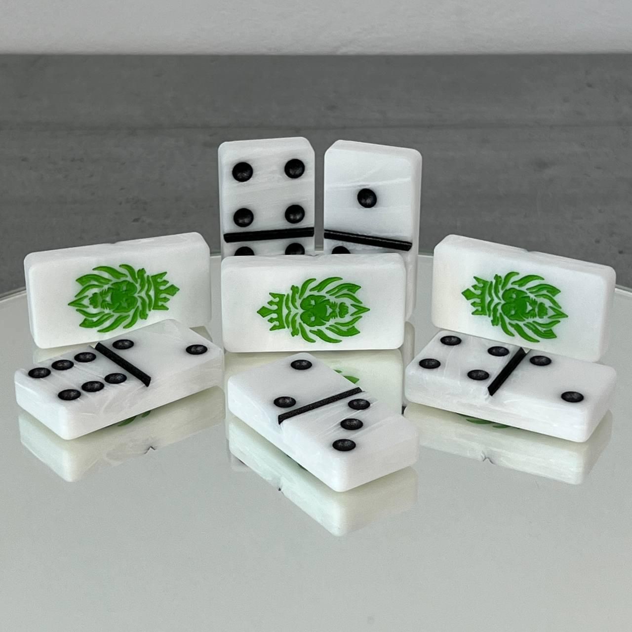 Доміно з білого акрилового каменю з індивідуальним дизайном Доміно з білого акрилового каменю з індивідуальним дизайном