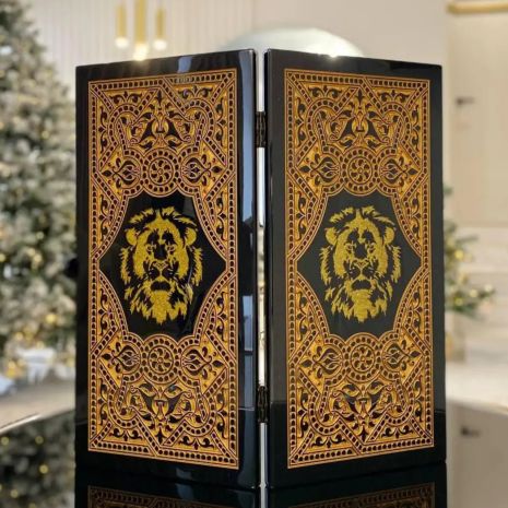 Нарды из черного камня Золотой Лев 58×28×5см Нарды из черного камня Золотой Лев 58×28×5см