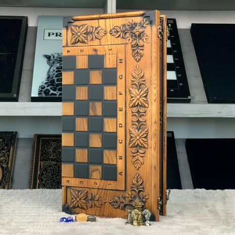 Шахи дерев'яні та металеві фігури 46×23×4 см