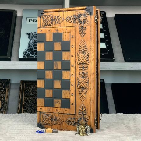 Шахи дерев'яні та металеві фігури 46×23×4 см