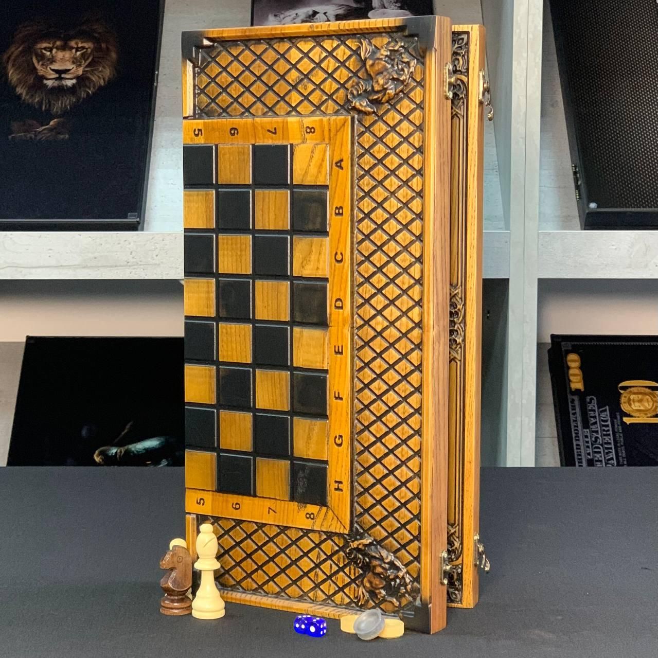 Шахматы и Нарды из Дерева 46х23см ручная резьба Шахматы и Нарды из Дерева 46х23см ручная резьба