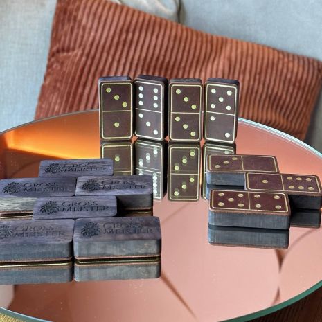 Доміно з дерева та шкіри коричневе 53x27x12мм