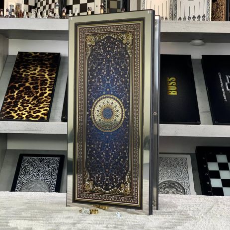 Нарди з металу Візерунок 64×30×6 см преміум Нарди з металу Візерунок 64×30×6 см преміум