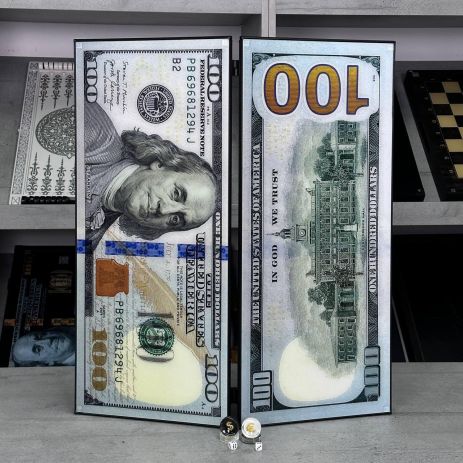 Белые стеклянные нарды Доллар 61×27×5см