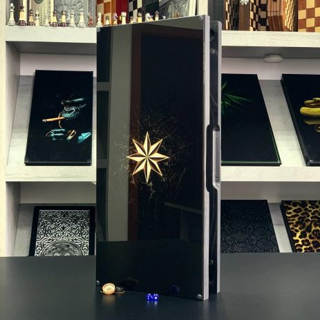 Нарди скляні з дерев'яним каркасом Зірка 60х30см Нарди скляні з дерев'яним каркасом Зірка 60х30см