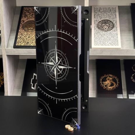 Нарды стеклянные с деревом Роза ветров 60×30×6см