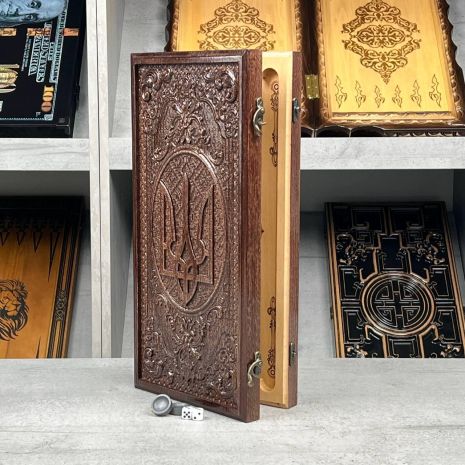 Нарды Трезубец 40×20см из ореха деревянные ручной работы