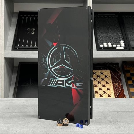 Нарди зі скла та дерава з логотипом Mercedes AMG 50х25см