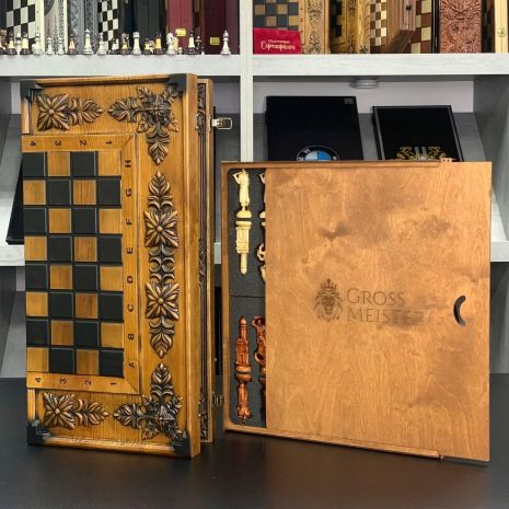 Шахматы деревянные 64×32×8см в комплекте с фигурами Гетманское войско