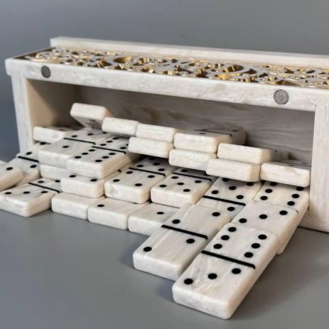 Доміно з акрилового каменю з текстурою мармуру персоналізоване 50х25мм