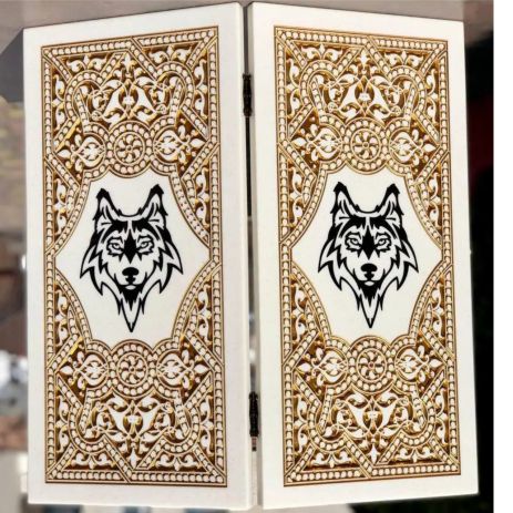 Нарди з білого каменю Вовк 58×28×5см