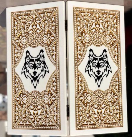 Нарды из белого камня Волк 58×28×5см Нарды из белого камня Волк 58×28×5см