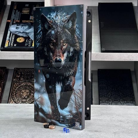 Нарды стеклянные с волком 50×25см