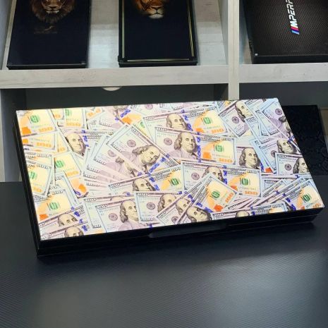 Нарды деревянные со стеклянным игровым полем, 50х24см.