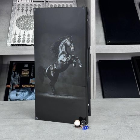 Нарди скляні в деревяному корпусі Кінь 50х25см