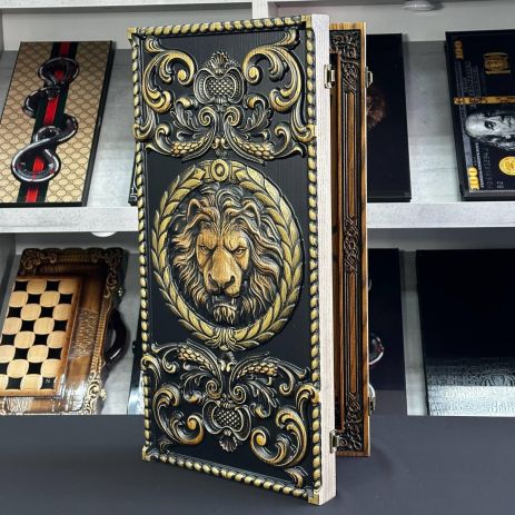 Нарди дерев'яні Лев 64×32×4см ручне різьблення