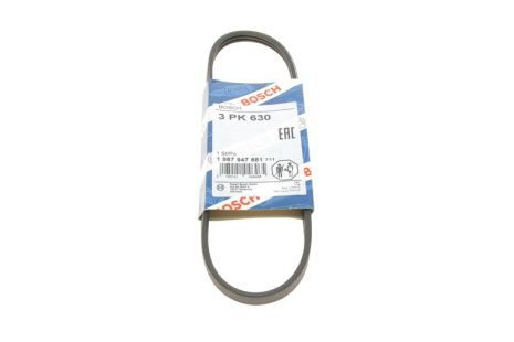 Ремень поликлиновый 3PK630 PEUGEOT 605, NISSAN, TOYOTA 9008091051, PEUGEOT 5750L7, BOSCH (1987947881)