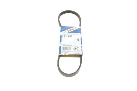 Ремень поликлиновый 4PK735 CLIO II, KANGOO I, RENAULT 7700856107, FORD XS7E6C301CC, BOSCH (1987947890)