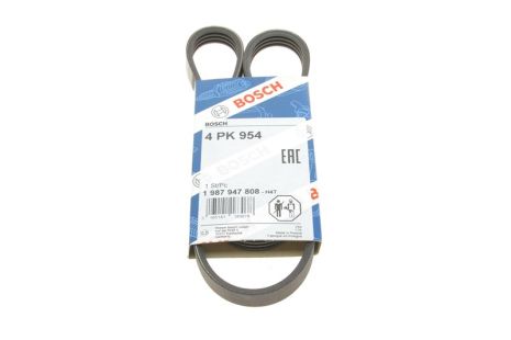Ремень поликлиновый 4PK954 SUBARU, SKODA, PEUGEOT, DAEWOO 96603461, SUZUKI 1752152E00000, BOSCH (1987947808)