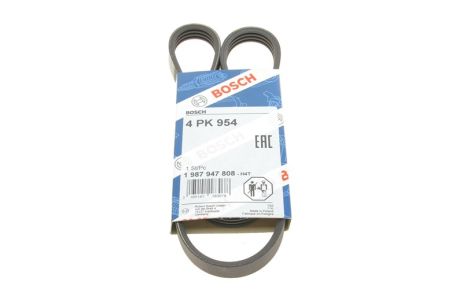 Ремінь полікліновий 4PK954 SUBARU, SKODA, PEUGEOT, DAEWOO 96603461, SUZUKI 1752152E00000, BOSCH (1987947808)