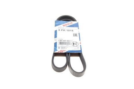 Ремень поликлиновый 5PK1015 PEUGEOT, MAZDA, FORD, TOYOTA 9091602357, RENAULT 5000670728, BOSCH (1987947922)