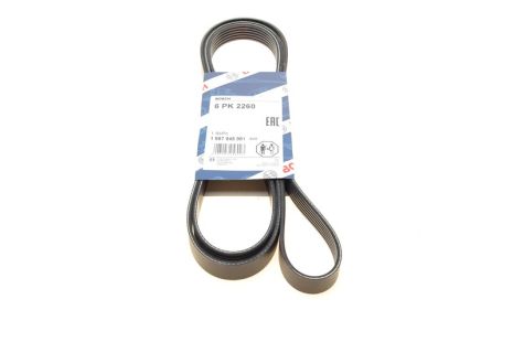 Ремень поликлиновый 6PK2260 TOYOTA, OPEL, VOLKSWAGEN, LEXUS 9091602584, VAUXHALL 1854713, BOSCH (1987945981)