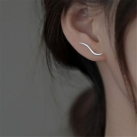 Сережки-гвоздики у вигляді хвилі з голками хвилями сережки протяжки стерл. ср.