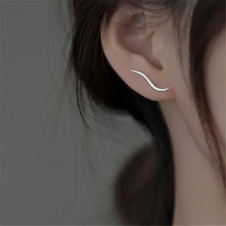 Сережки-гвоздики у вигляді хвилі з голками хвилями сережки протяжки стерл. ср.