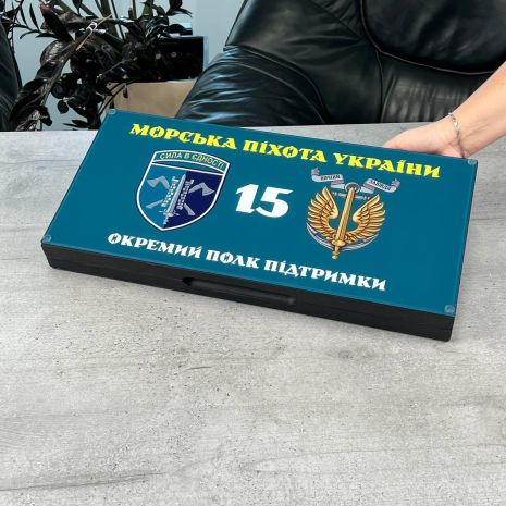 Патриотические нарды из стекла Морская Пехота 50х25х6см